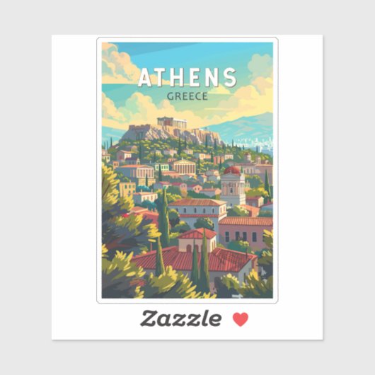 Athen Griechenland Reisen Kunst Vintag Aufkleber (Blatt)