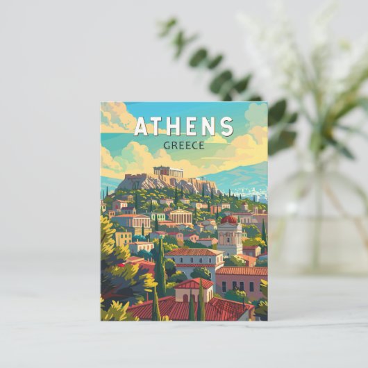 Athen Griechenland Reisen Kunst Vintag Postkarte (Stehend Vorderseite)