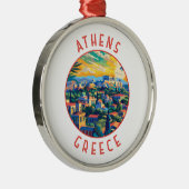 Athen Griechenland Retro Distressed Circle Ornament Aus Metall (Rechts)