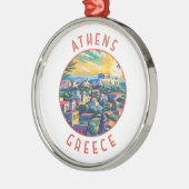 Athen Griechenland Retro Distressed Circle Ornament Aus Metall (Links)