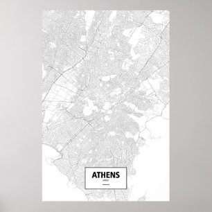 Athen, Griechenland (schwarz auf weiß) Poster