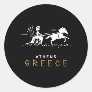 Athen Griechenland Streitwagen Reise Urlaub Männer Runder Aufkleber