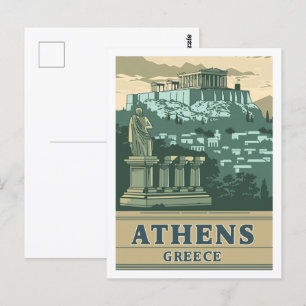 Athen Griechenland Vintage Berühmter Reiseort  Postkarte
