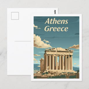 Athen Griechenland Vintage Berühmter Reiseort Postkarte