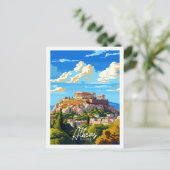 Athen Griechenland Vintage-Illustration Postkarte (Stehend Vorderseite)