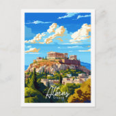 Athen Griechenland Vintage-Illustration Postkarte (Vorderseite)