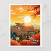 Athen Griechenland Vintage-Illustration Postkarte (Vorderseite)