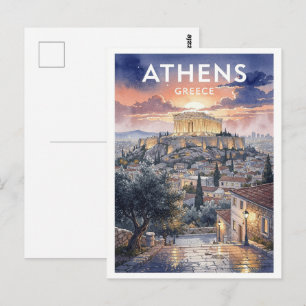 Athen Griechenland Vintage Reise Postkarte
