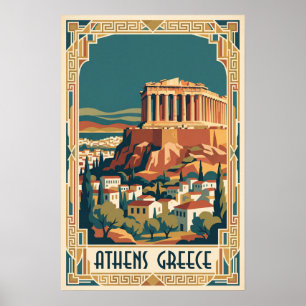 Athen Griechenland Vintage-Reiseillustration Poster