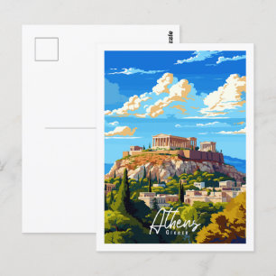 Athen Griechenland Vintage-Reiseillustration Postkarte