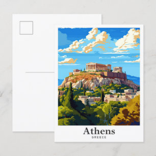 Athen Griechenland Vintage Reiseporträt Postkarte