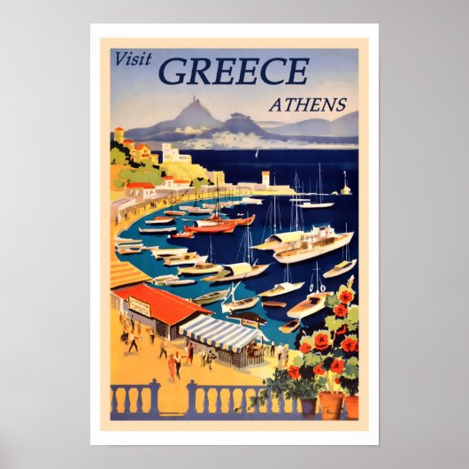 Athen, Griechenland Vintage Travel Poster (Vorne)