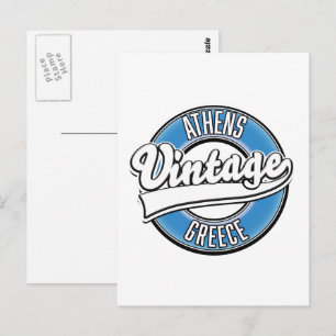 Athen Griechenland Vintages Logo Postkarte