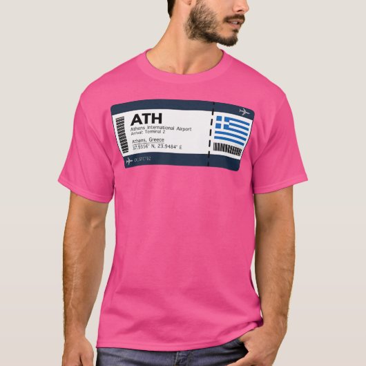 Athen International Airport Boarding Pass Tic T-Shirt (Vorderseite)