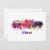Athen OH Skyline in Aquarellfarben Postkarte (Vorne/Hinten)