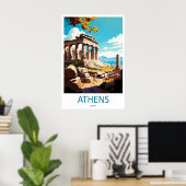 Athen Poster Nationaler Ski Park Vintage Reise (Heimbüro)