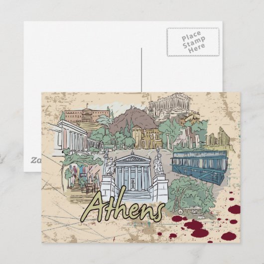Athen Postkarte (Vorne/Hinten)