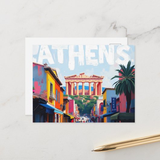Athen Postkarte (Vorderseite/Rückseite Beispiel)