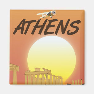 Athen "Reise per Flugzeug" Goldener Sonnenuntergan Magnet