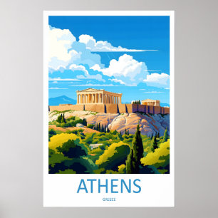 Athen Reise Ski National Plakat ParkVintage