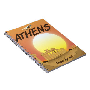 Athen "Reisen mit dem Flugzeug" Goldener Sonnenunt Notizblock