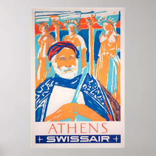 Athen Reiseplakat Griechenland Kunst Griechischer  Poster