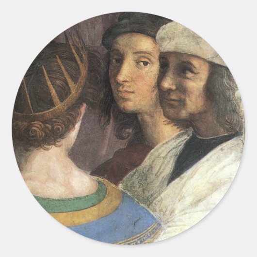Athen-Schule von Raphael, Vintage Renaissance Runder Aufkleber (Vorderseite)