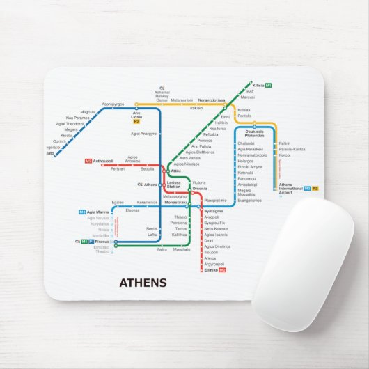 Athen-Untergrundkarte Mousepad (Mit Mouse)