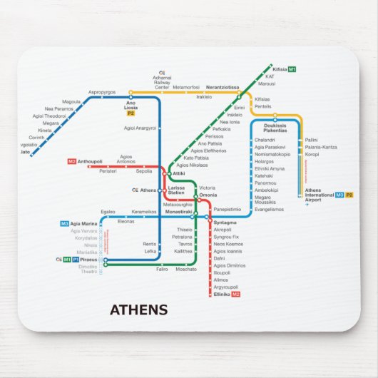 Athen-Untergrundkarte Mousepad (Vorne)