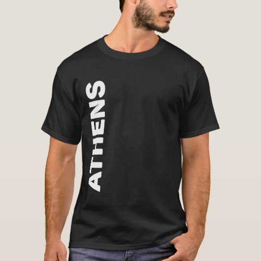 Athen Vertikaler Text T-Shirt (Vorderseite)