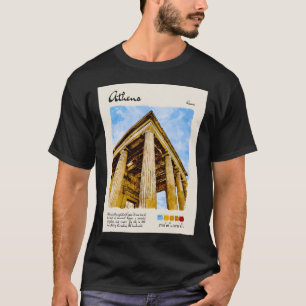 Athen Vintage Wasserfarbenreise T-Shirt