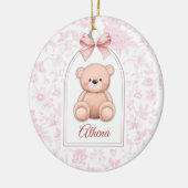 Athena | Benutzerdefiniertes rosa Teddy-Bär-Kinder Keramik Ornament (Links)