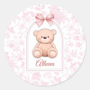 Athena   Benutzerdefiniertes rosa Teddy-Bär-Kinder Runder Aufkleber