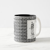 Athena Goddess on Black & White Greece Pattern Zweifarbige Tasse (VorderseiteRechts)