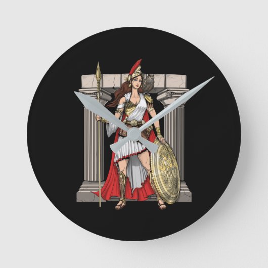 Athena Griechische Göttin Runde Wanduhr (Vorderseite)