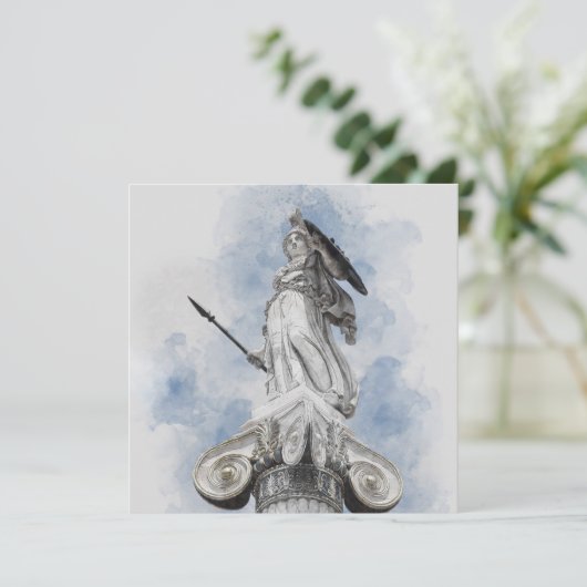 Athena Griechische Statue Watercolor Card - Klassi Karte (Stehend Vorderseite)