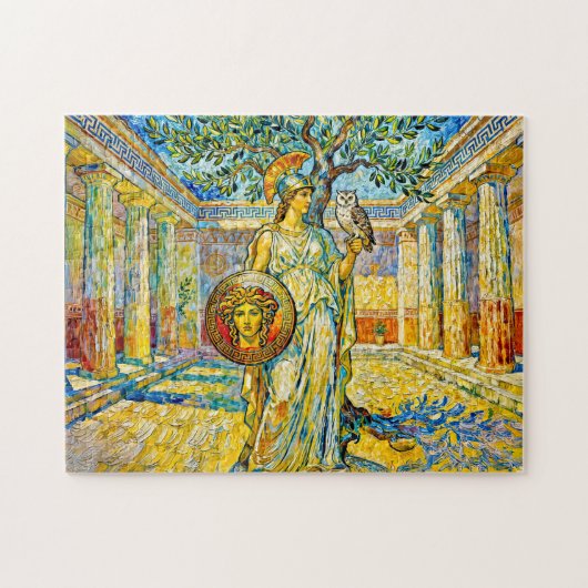 Athena mit Eule und Schild neben einem Olivenbaum Puzzle (Horizontal)