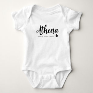 Athena Name Reveal Bedeutung minimale moderne Skri Baby Strampler