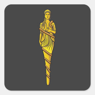 Athena Odyssey Pop Art Mythologie Göttin Schlange Quadratischer Aufkleber