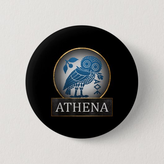 Athena Owl Symbol der griechischen Göttin der Weis Button (Vorderseite)