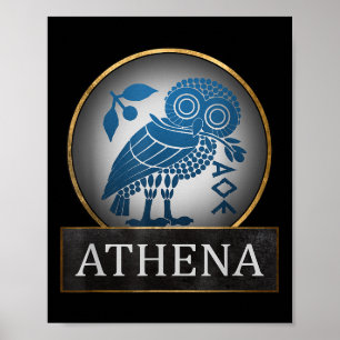 Athena Owl Symbol der griechischen Göttin der Weis Poster