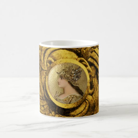 ATHENA PORTRAIT MIT GOLDEN HELMET UND GRIFFINEN KAFFEETASSE (Mittel)