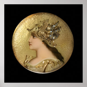 ATHENA PORTRAIT MIT GOLDEN HELMET UND GRIFFINEN POSTER