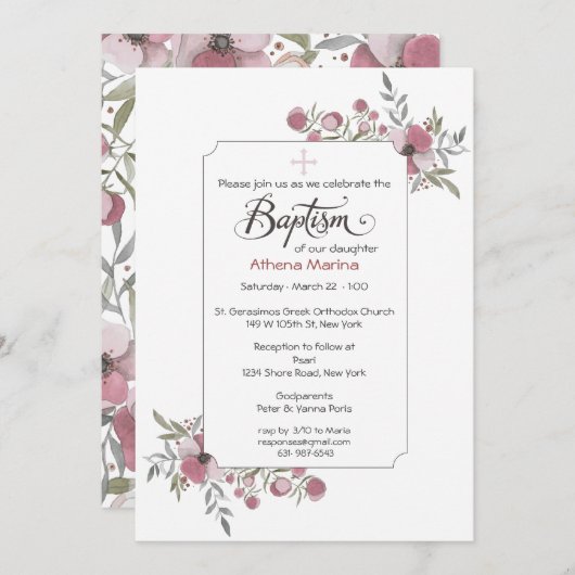 Athena Taufe Einladung. Einladung (Vorne/Hinten)