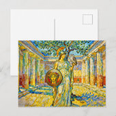 Athena with Owl and Shield by Olive Tree in Temple Postkarte (Vorne/Hinten)