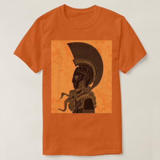 Athena zeichnend griechisch-orangefarbene Amphora T-Shirt (Design vorne)