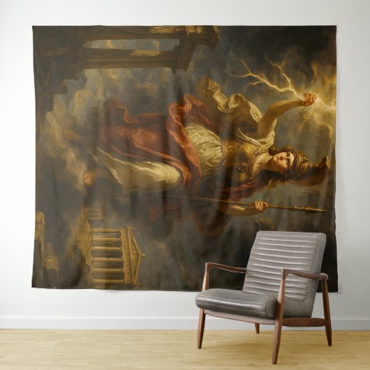 Athenas Blitz: Göttin der Weisheit und des Powers Wandteppich (Beispiel (Horizontal))