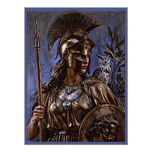 "Athena's Eternal Vigil" Farbiges Portrait Poster (Vorderseite)
