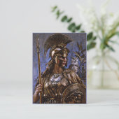 "Athena's Eternal Vigil" Farbiges Portrait Postkarte (Stehend Vorderseite)