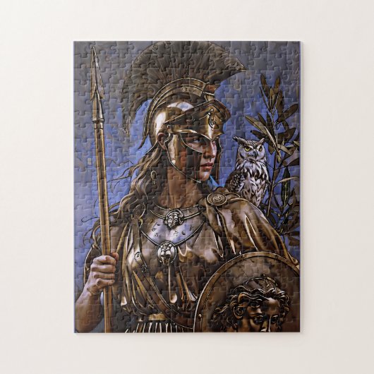 "Athena's Eternal Vigil" Farbiges Portrait Puzzle (Vertikal)
